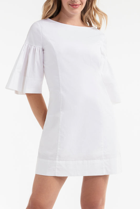 Best Seller Magdalena Flounce Short Sleeve Mini Dress in White by Hermoza