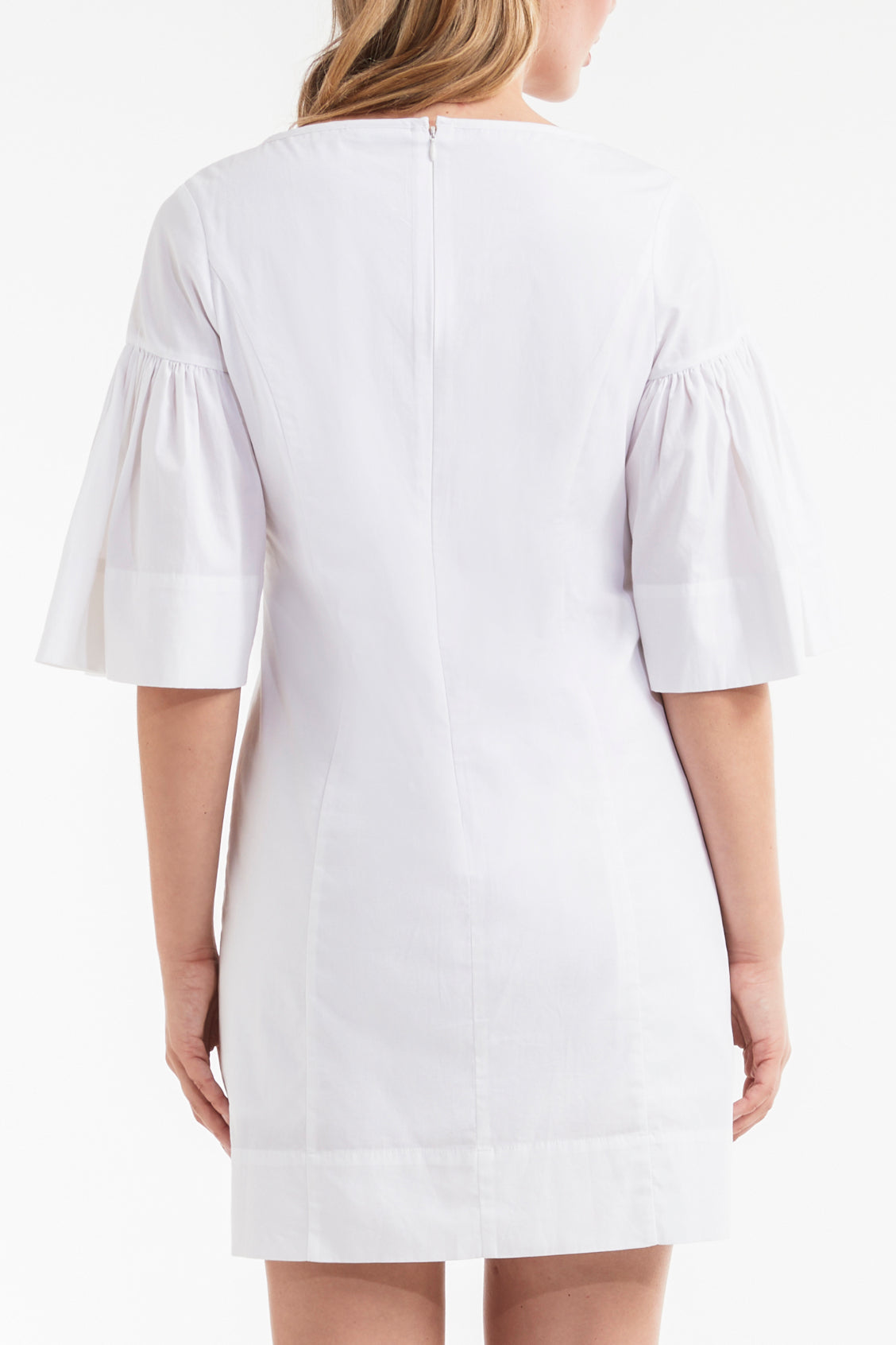 Best Seller Magdalena Flounce Short Sleeve Mini Dress in White by Hermoza