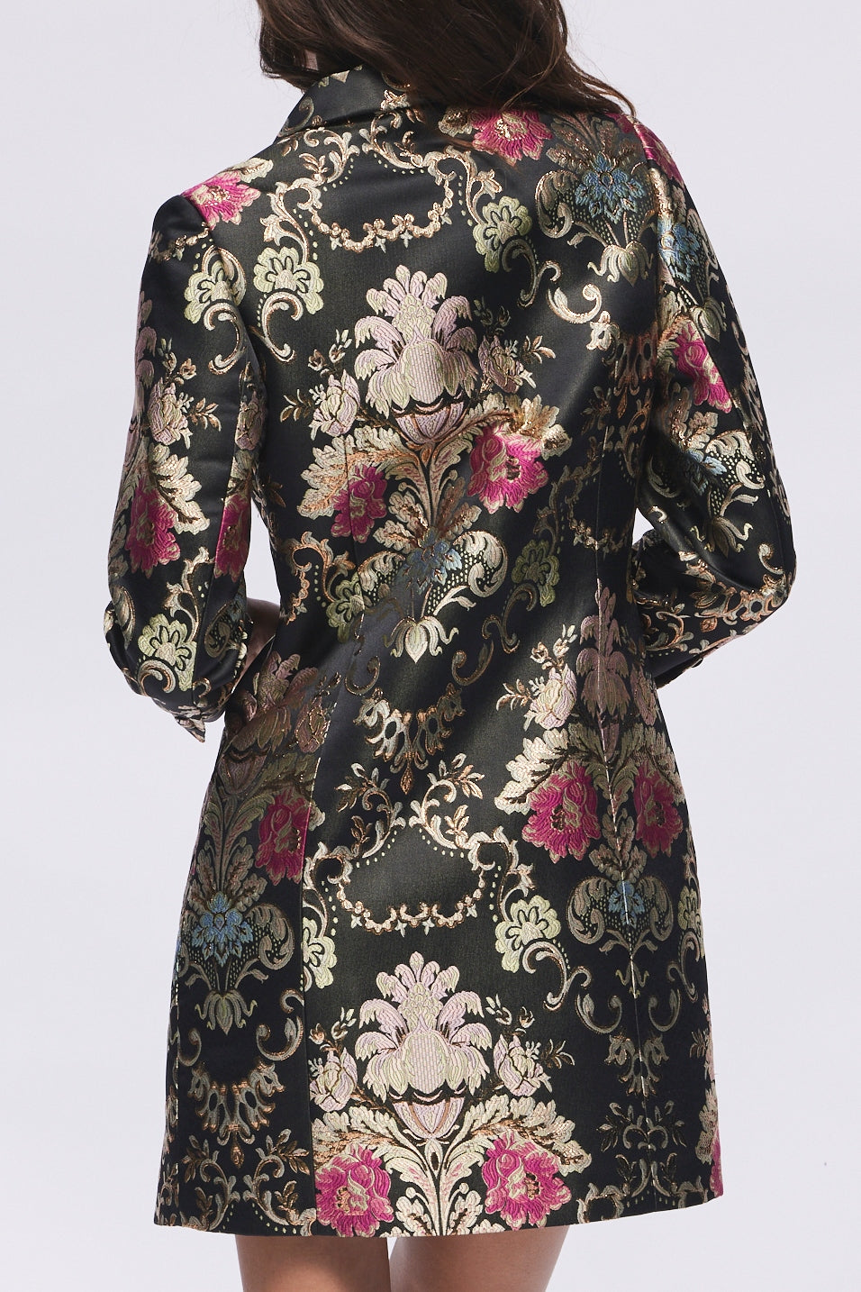 Favorite Luciana Tuxedo Jacket Mini Dress in Black Jacquard by Hermoza