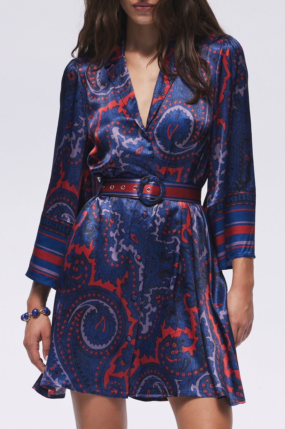 Favorite Gabriela Belted Mini Dress in Midnight Navy by Hermoza