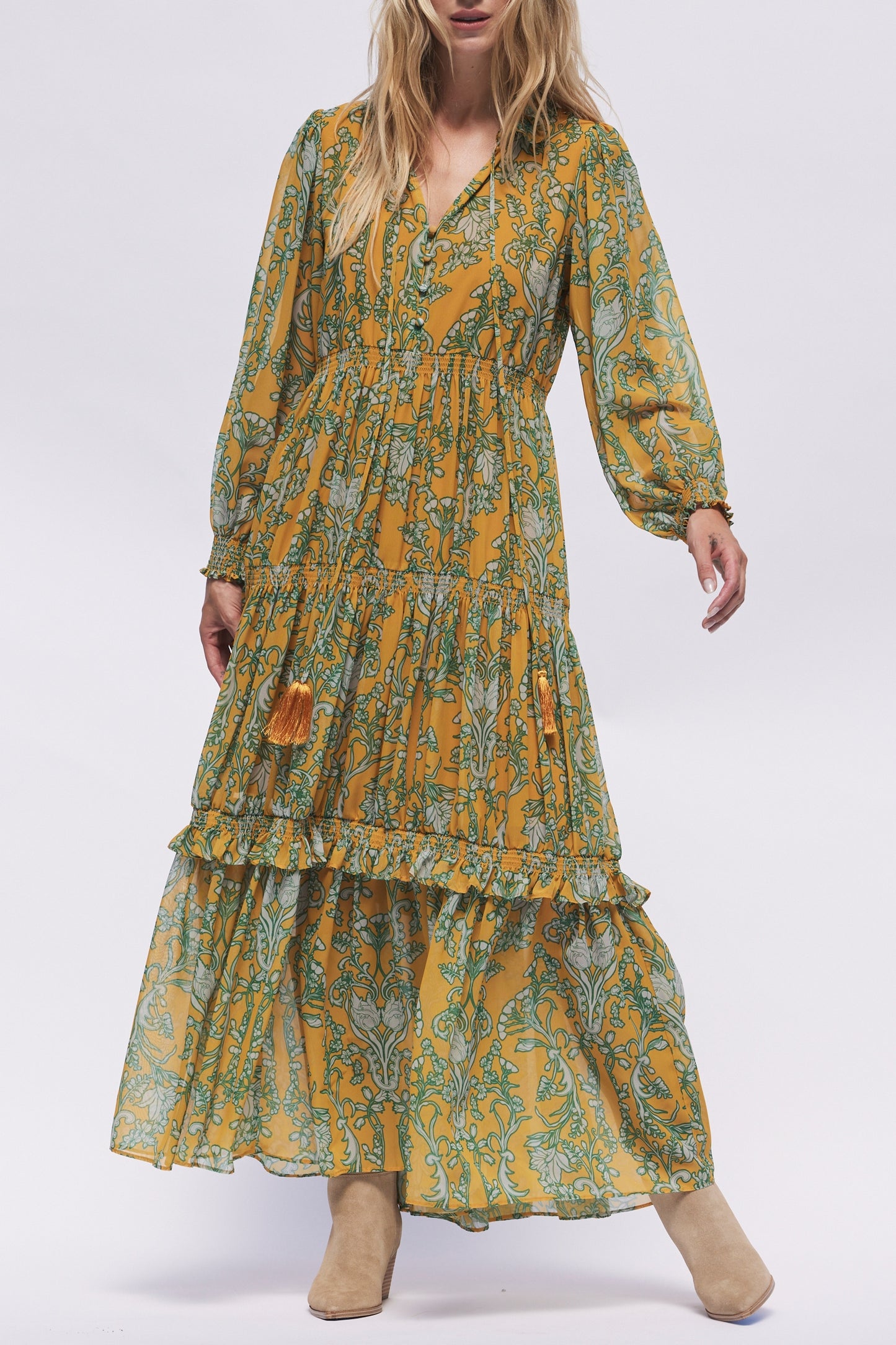 Favorite Elizabeth Tiered Maxi Dress by Hermoza