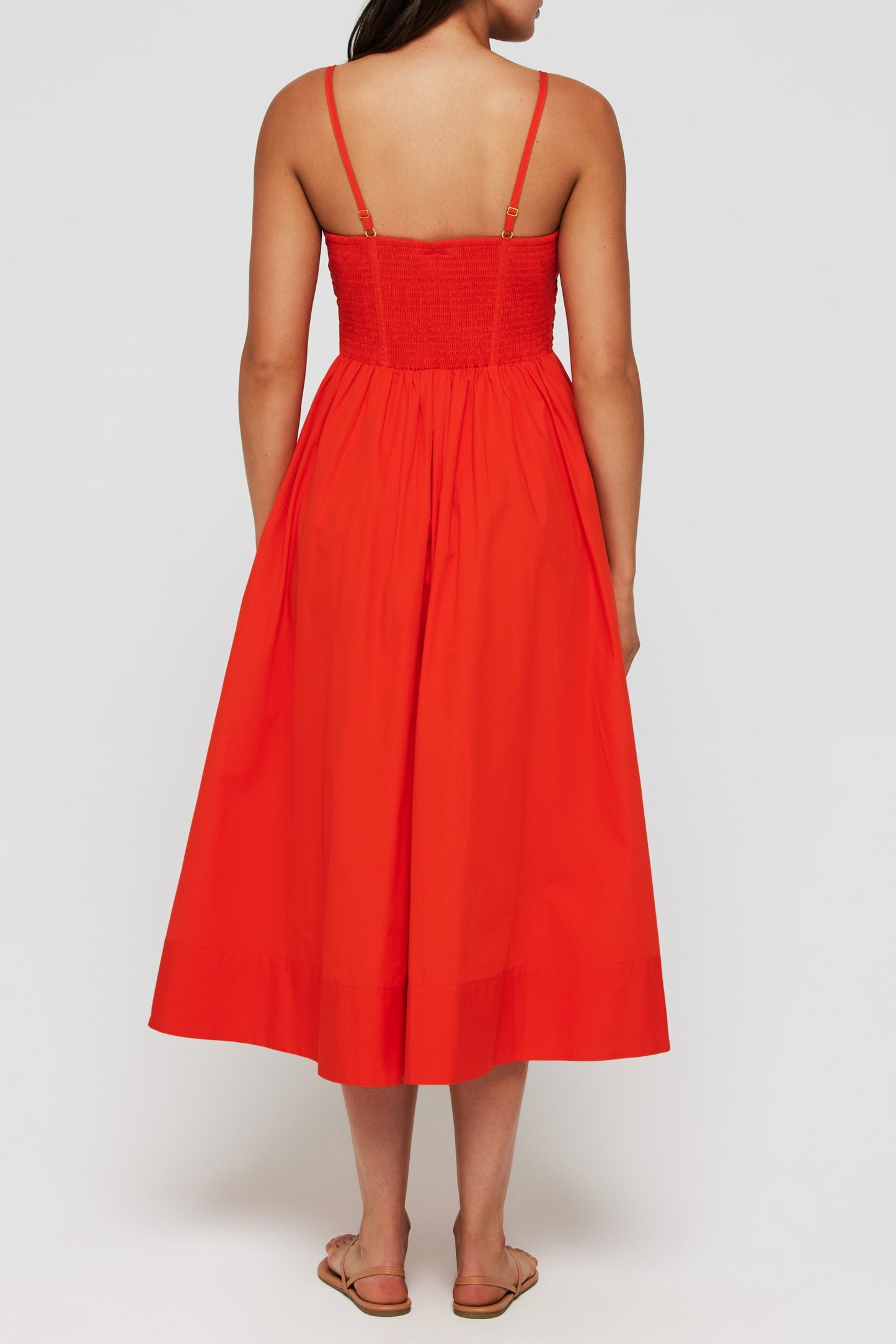 Favorite Gabriela Sweet Heart Neckline Midi Dress in Aperol by Hermoza