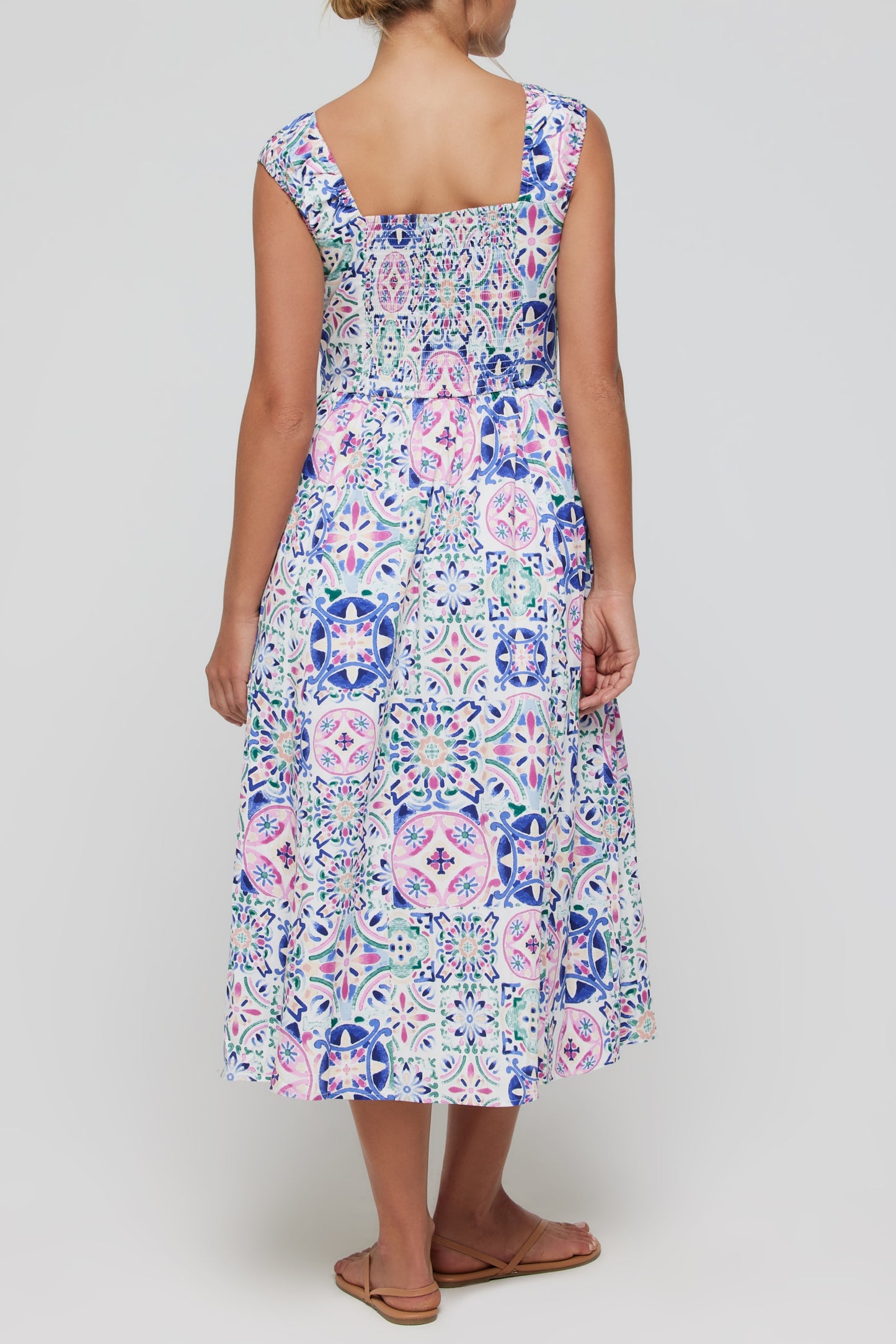 Favorite Valentina Sweetheart Midi Dress in Purple Tile by Hermoza