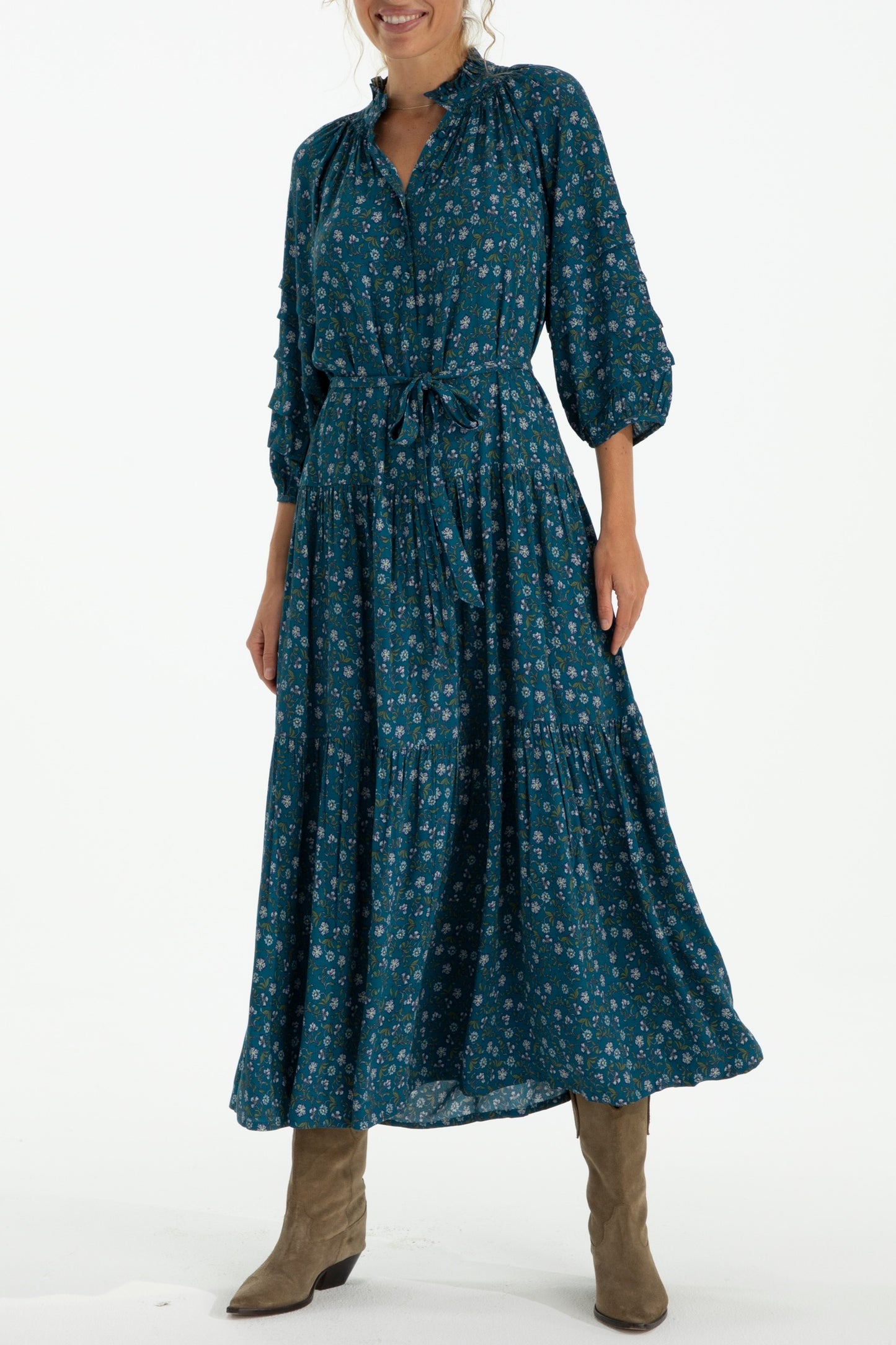 Best Seller Zoey Jo Belted Tiered Maxi Dress by Hermoza