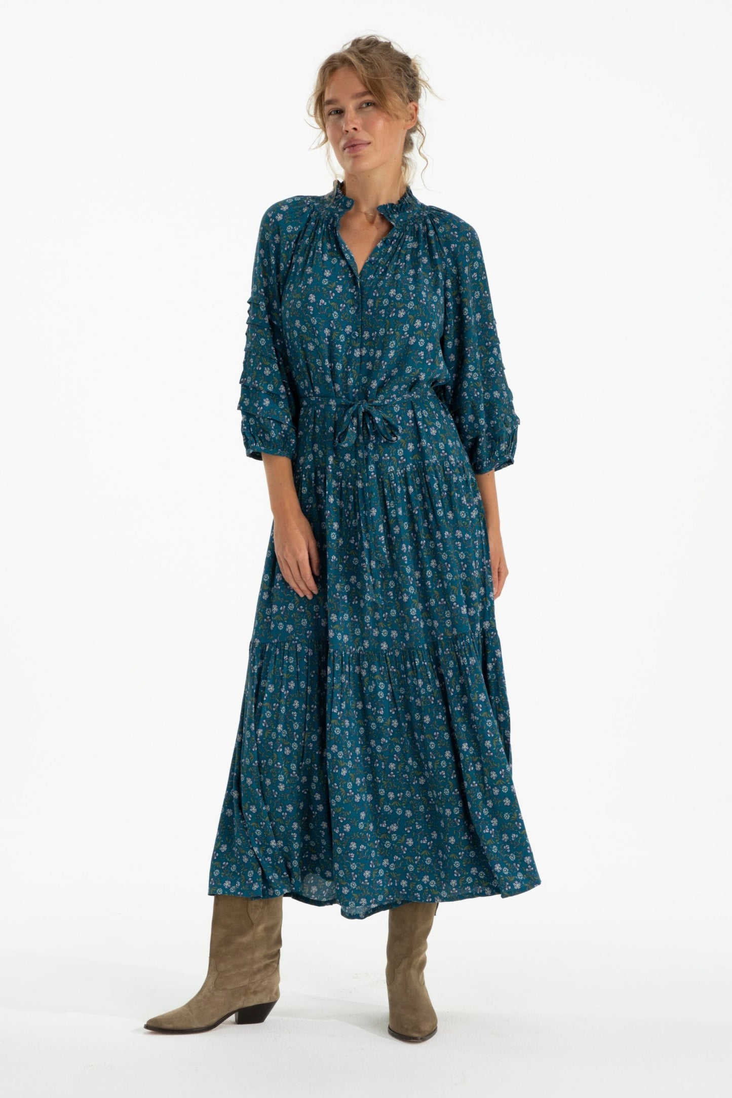 Best Seller Zoey Jo Belted Tiered Maxi Dress by Hermoza
