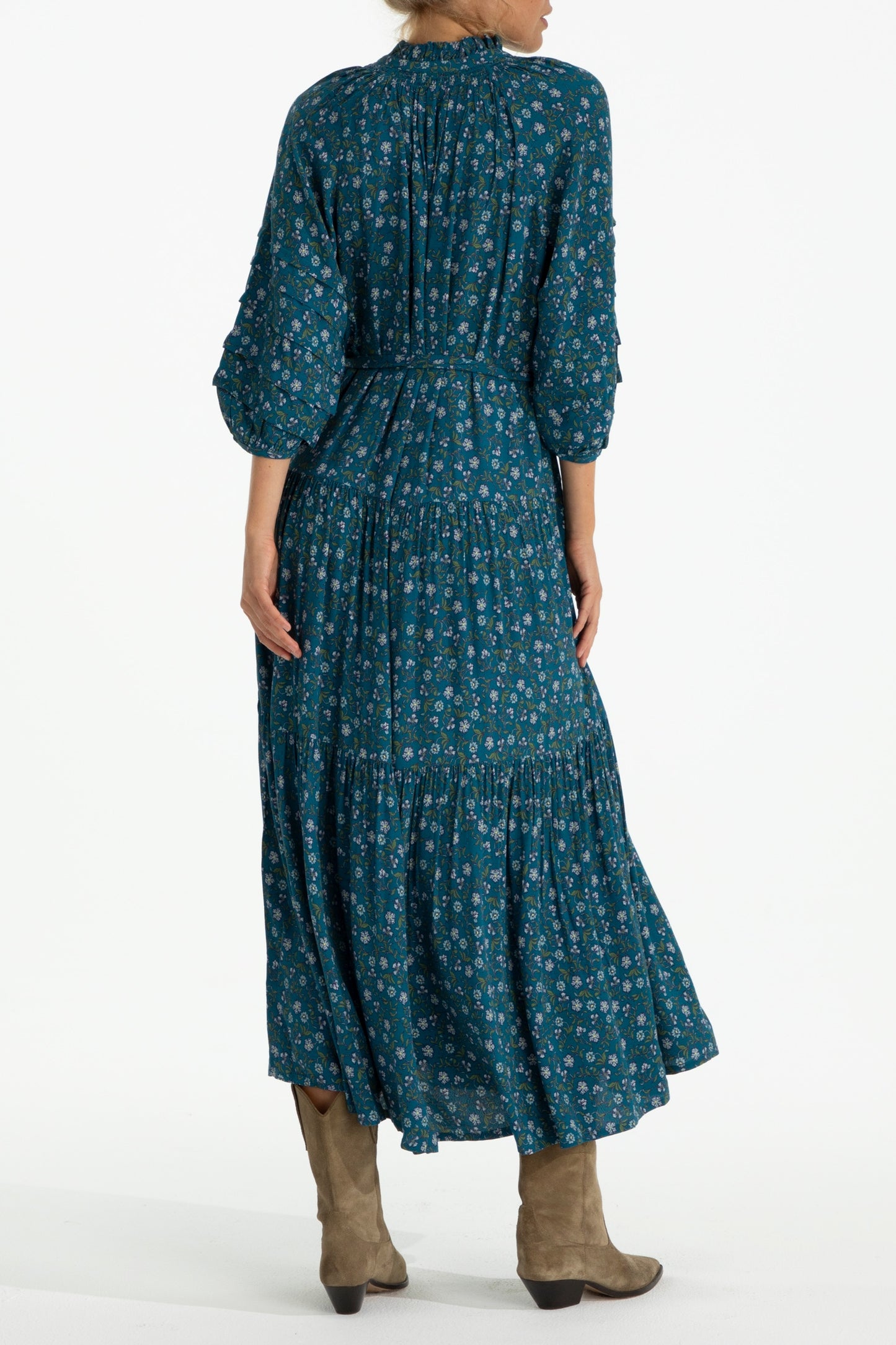 Best Seller Zoey Jo Belted Tiered Maxi Dress by Hermoza