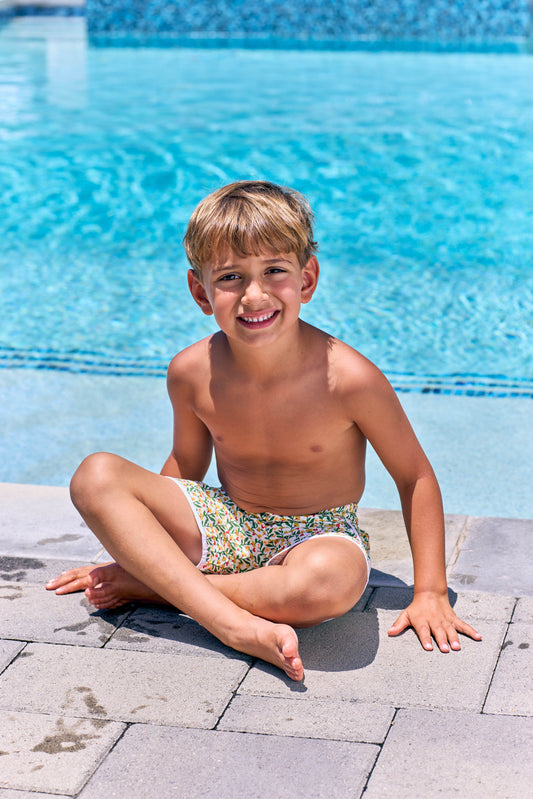 Little Pete Boys Trunks in Floral Tile