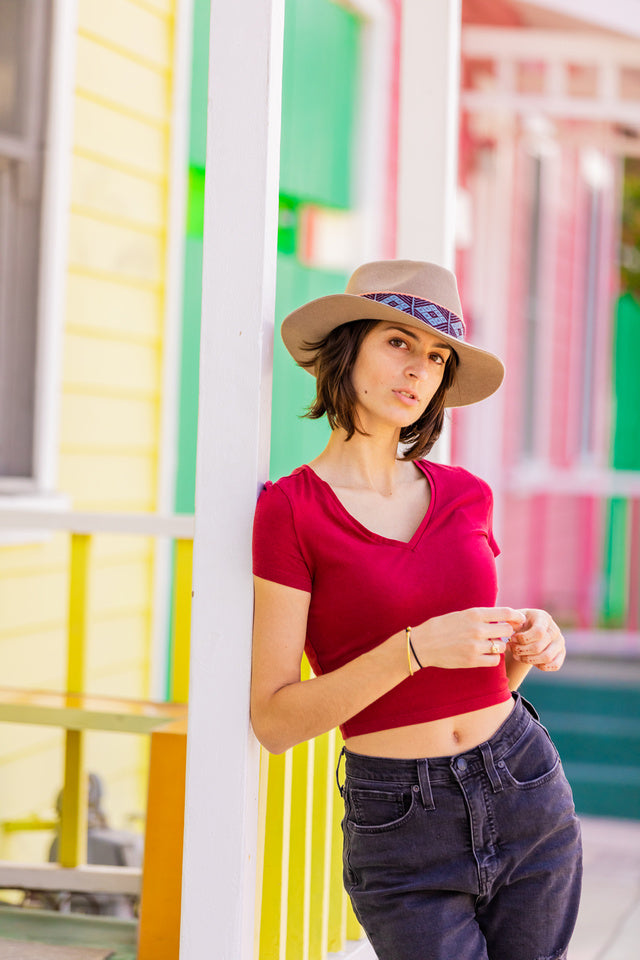 Beige Fedora Hat by Andeana Hats