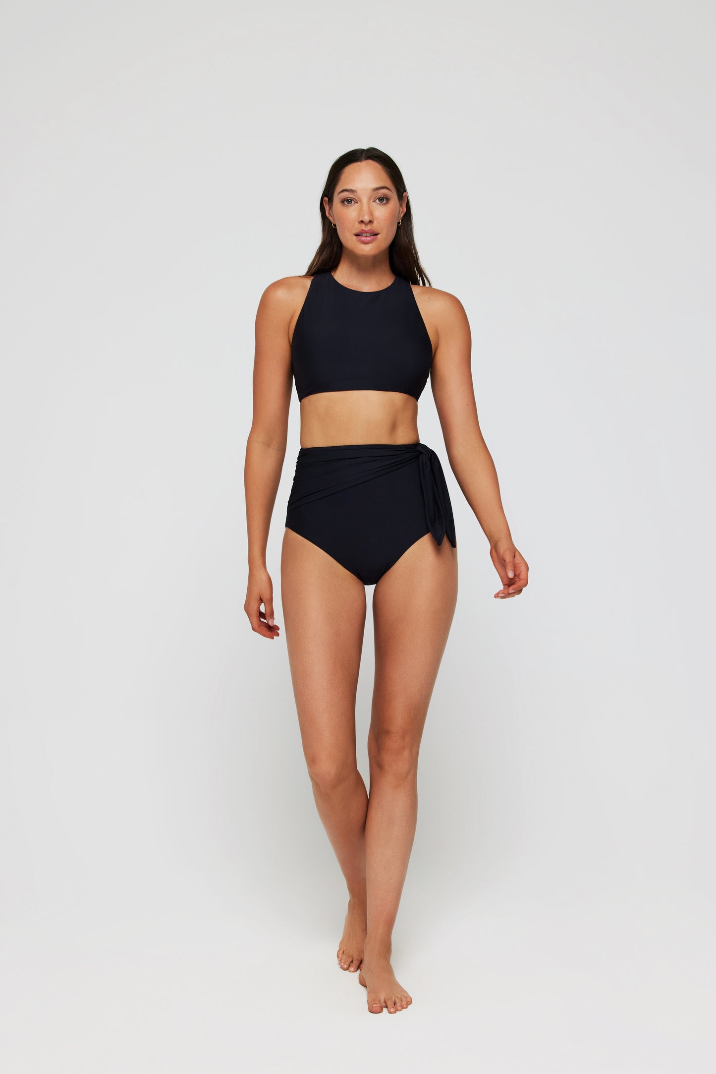 Favorite Felicity High Neck Racerback Bikini Top in Black by Hermoza