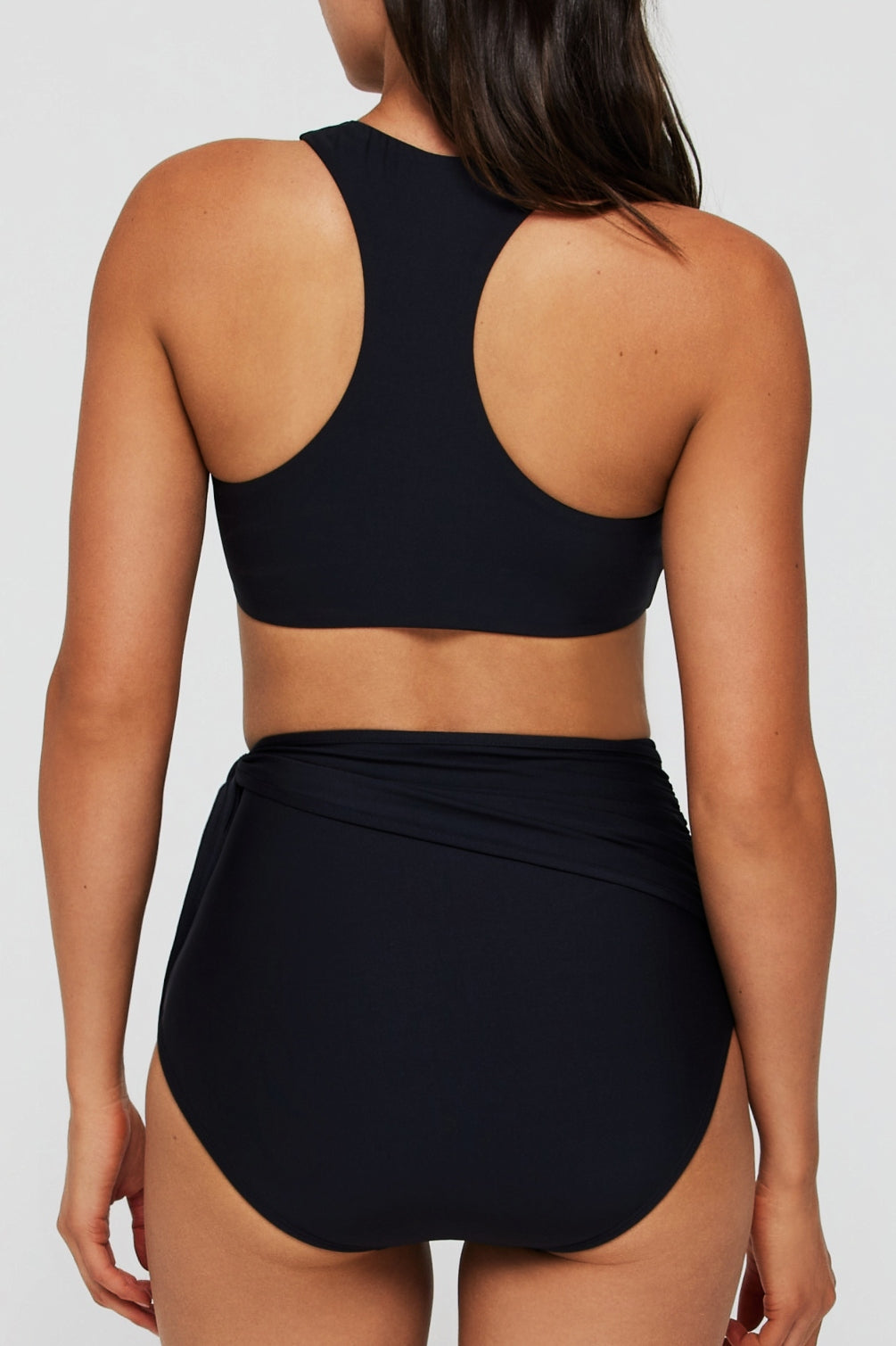 Favorite Felicity High Neck Racerback Bikini Top in Black by Hermoza