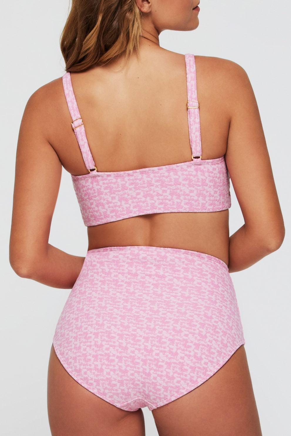 Best Seller Lucia Square Neck Two-Piece Bikini Top in Pink by Hermoza