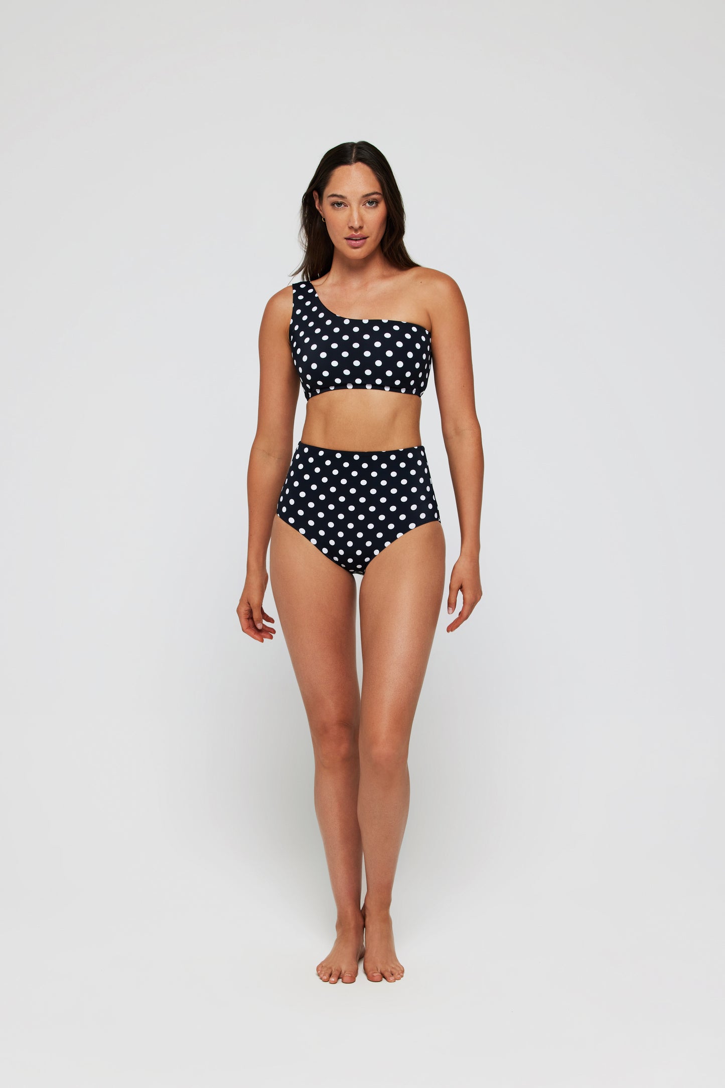 Favorite Gianna One Shoulder Two-Piece Bikini Top in Polka Dot by Hermoza