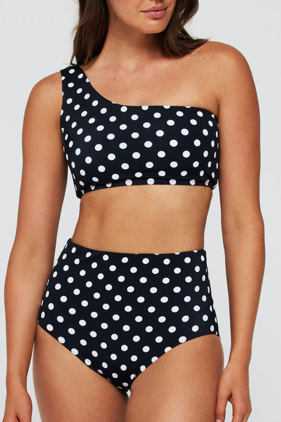 Favorite Gianna One Shoulder Two-Piece Bikini Top in Polka Dot by Hermoza