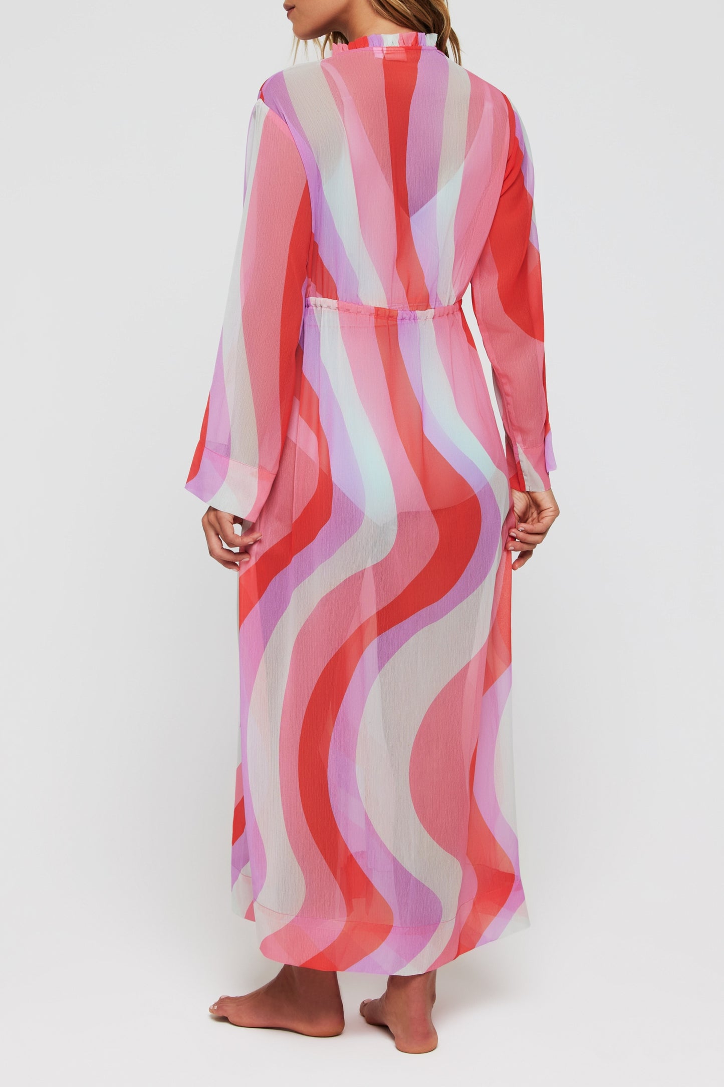 Favorite Shelby Tie Kimono in Pucci Stripe by Hermoza