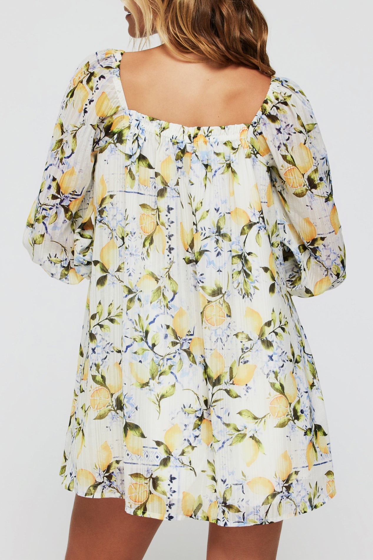 Favorite Lina Long Sleeve Cover Up Mini Dress in Lemons by Hermoza