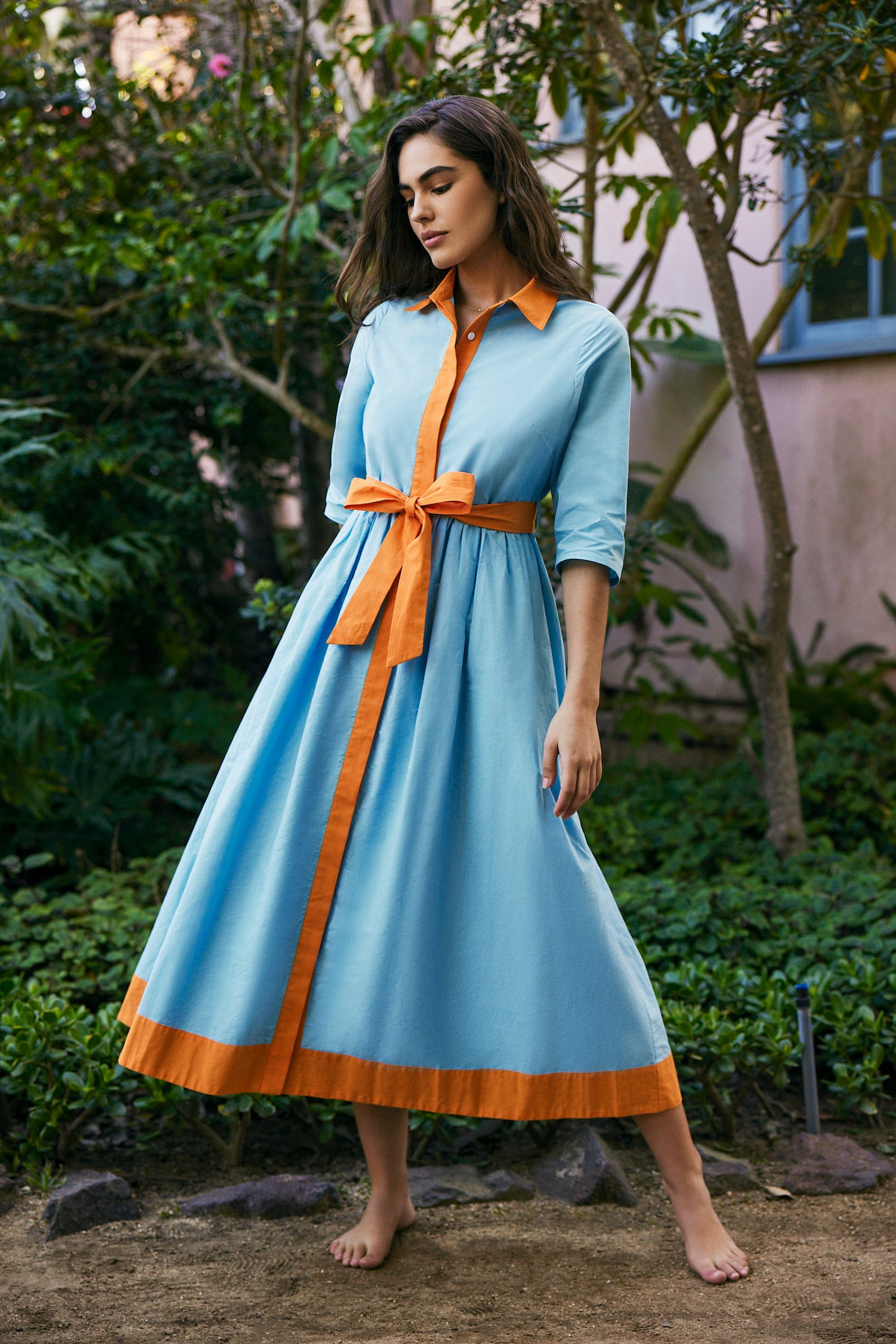 Favorite Francesca Collared Belted Maxi Dress by Hermoza
