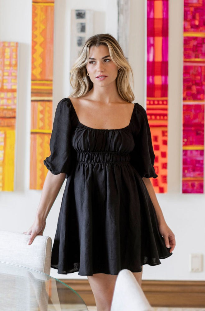 Best Seller Lala Cinched Long Sleeve Mini Dress by Hermoza