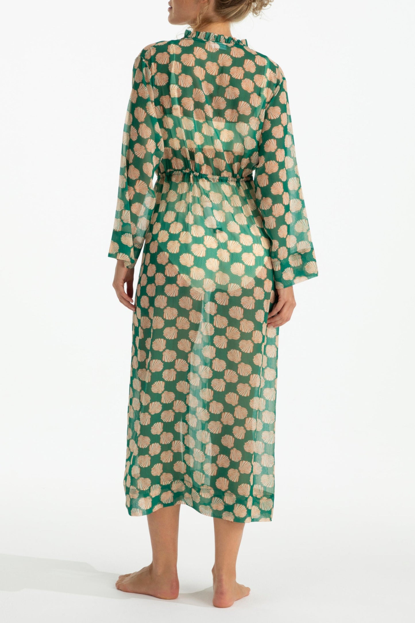 Favorite Shelby Cinched Tie Kimono Cover-up in Green by Hermoza