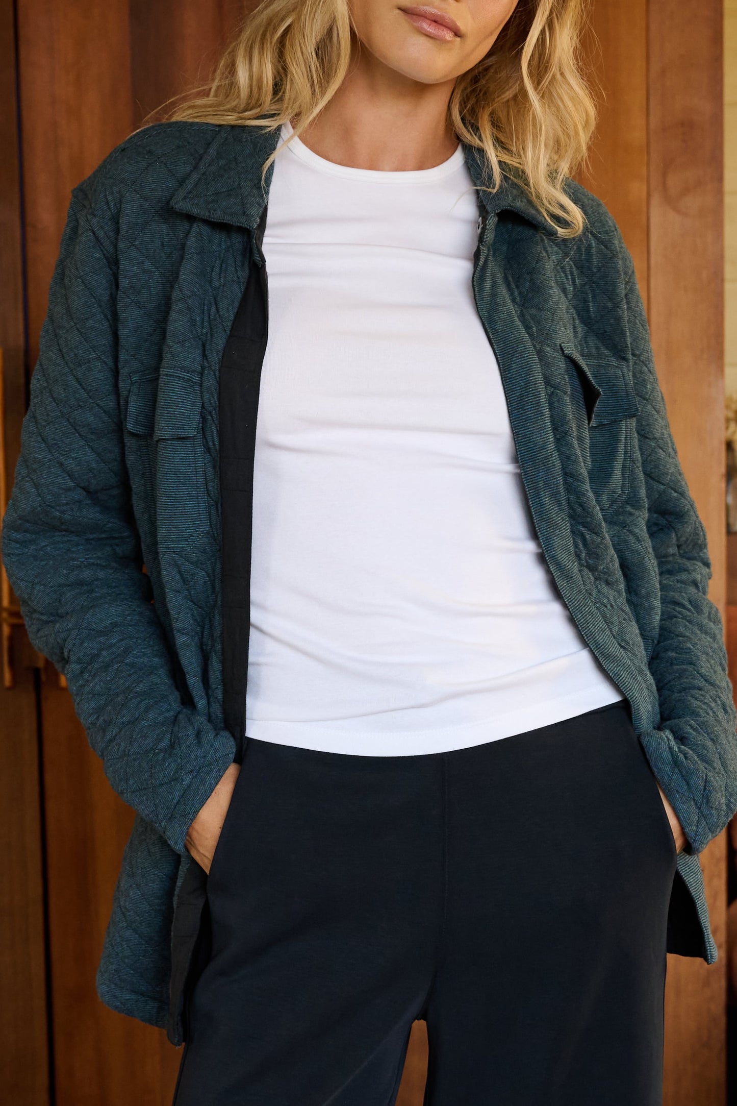 Abuelo Quilted Jacket in Blue Heather