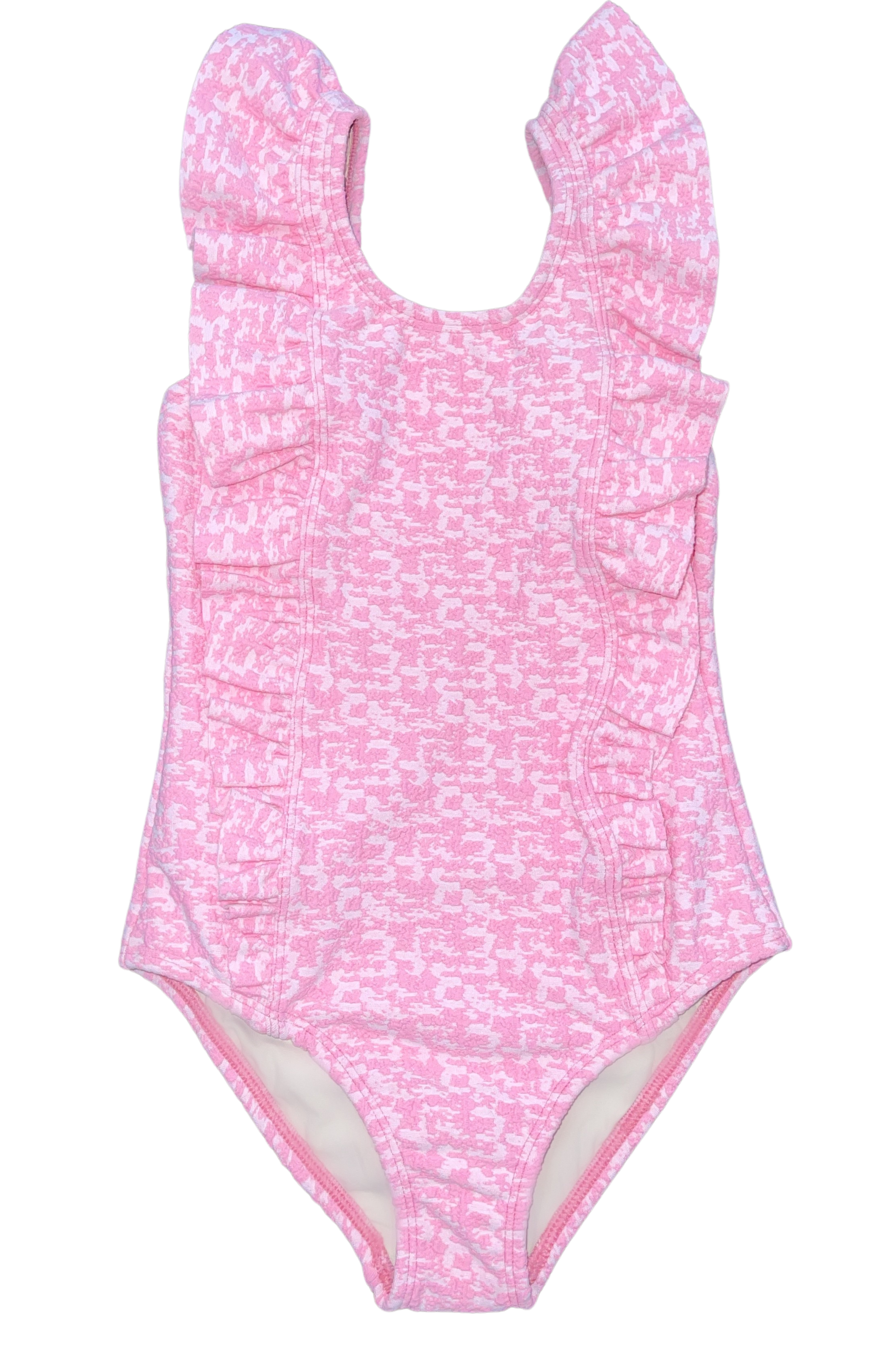 Favorite Little Adriana Ruffle One-Piece Swimsuit in Coral Weave by Hermoza