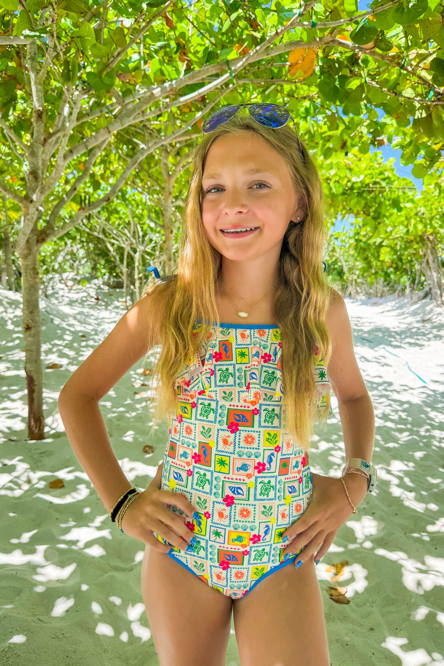 Maggie Preteen One-piece Swimsuit in Seaside Picnic