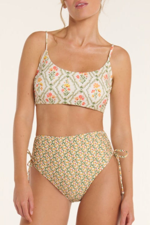 New Product Paloma Scoop Neck Reversible Top in Ditsy and Tile Floral by Hermoza