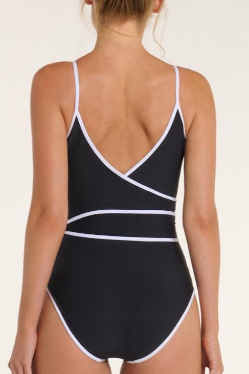 Back in Amelia V-Neck Wrap One-Piece Swimsuit by Hermoza