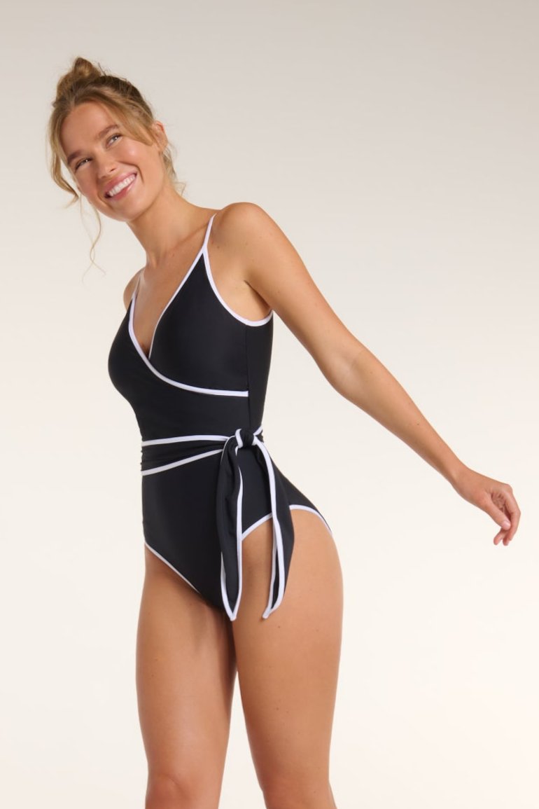 Back in Amelia V-Neck Wrap One-Piece Swimsuit by Hermoza