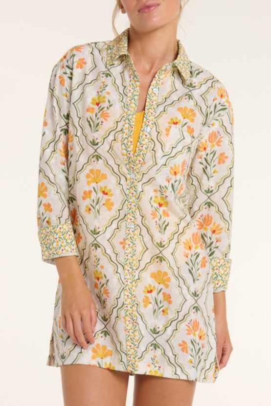New Product Marie Button Front Collared Shirt Dress by Hermoza