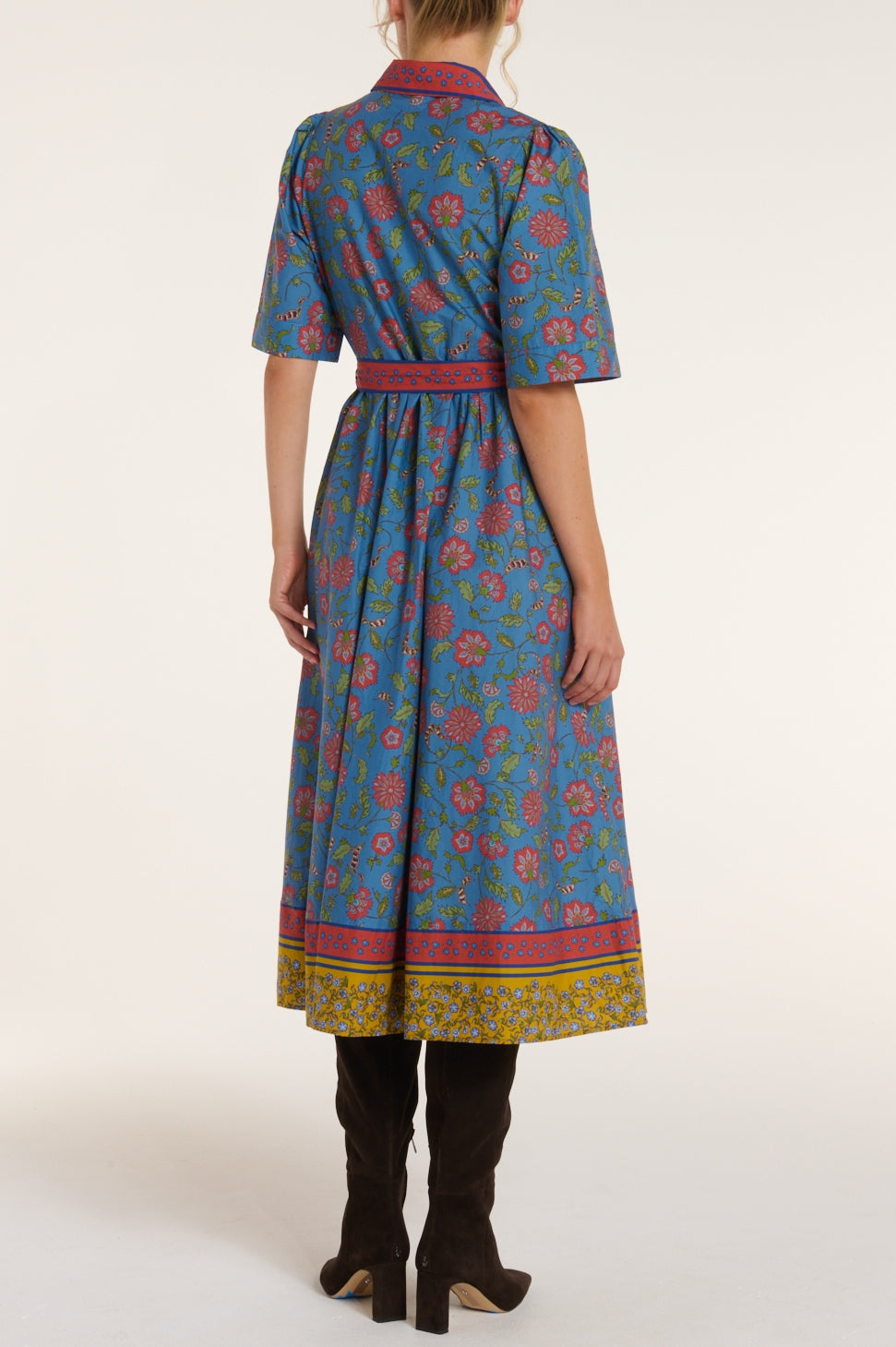New in. Alexandra Collar Belted Tie Midi Dress by Hermoza