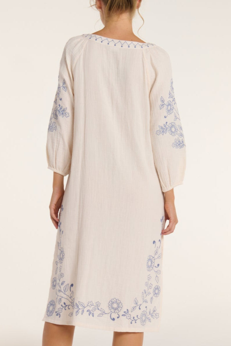 New in Lydia Dress in Cream Embroidery by Hermoza
