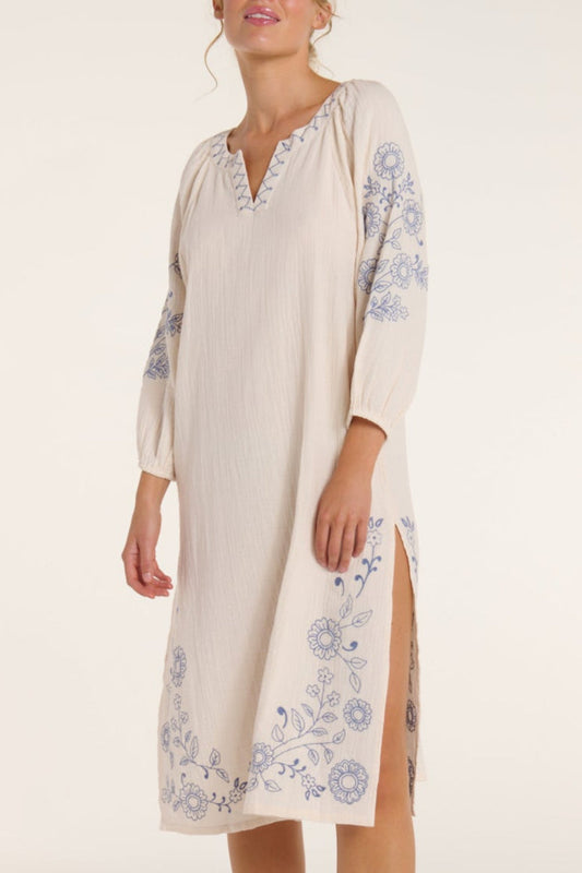 New in Lydia Dress in Cream Embroidery by Hermoza