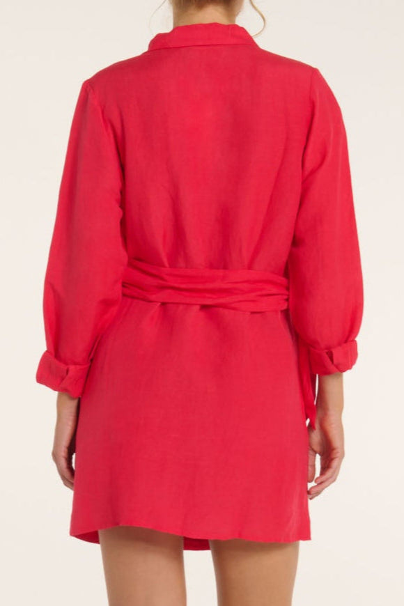 New in Isla Wrap Dress in Teaberry by Hermoza