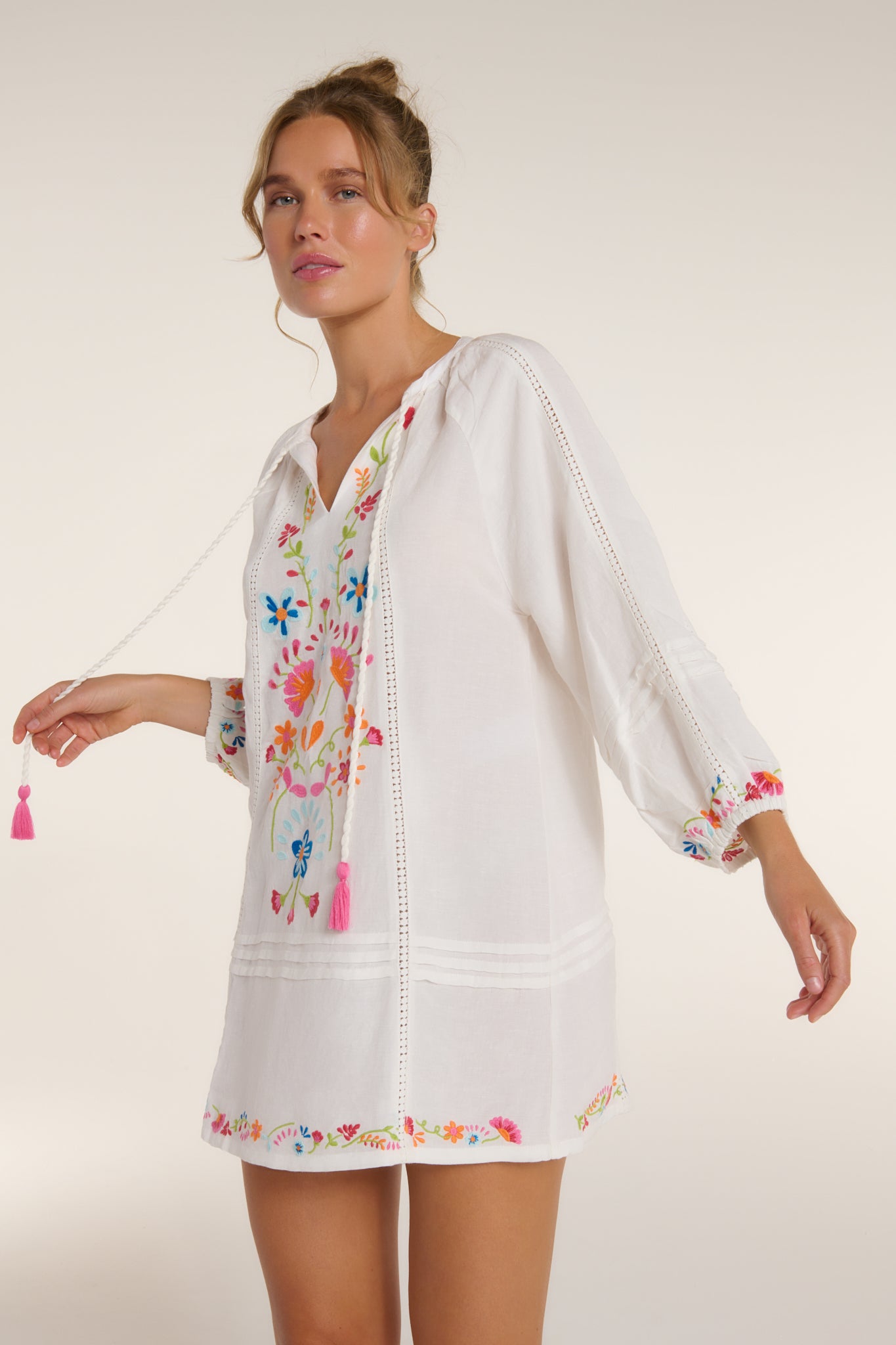 Phoebe Dress in Colorful Embroidery