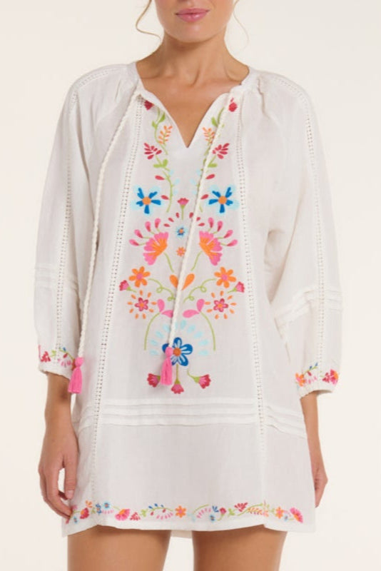 New Style Phoebe Dress in Colorful Embroidery by Hermoza