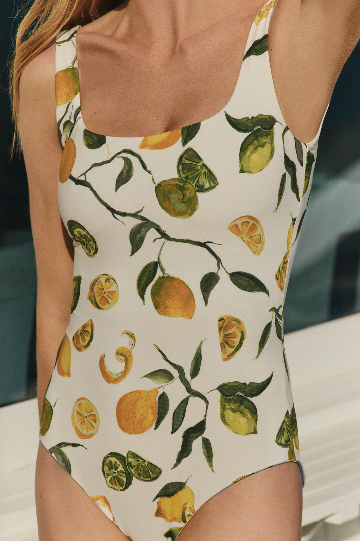 Janece Seamless Square Neck Reversible One-piece Swimsuit in Slice of Life