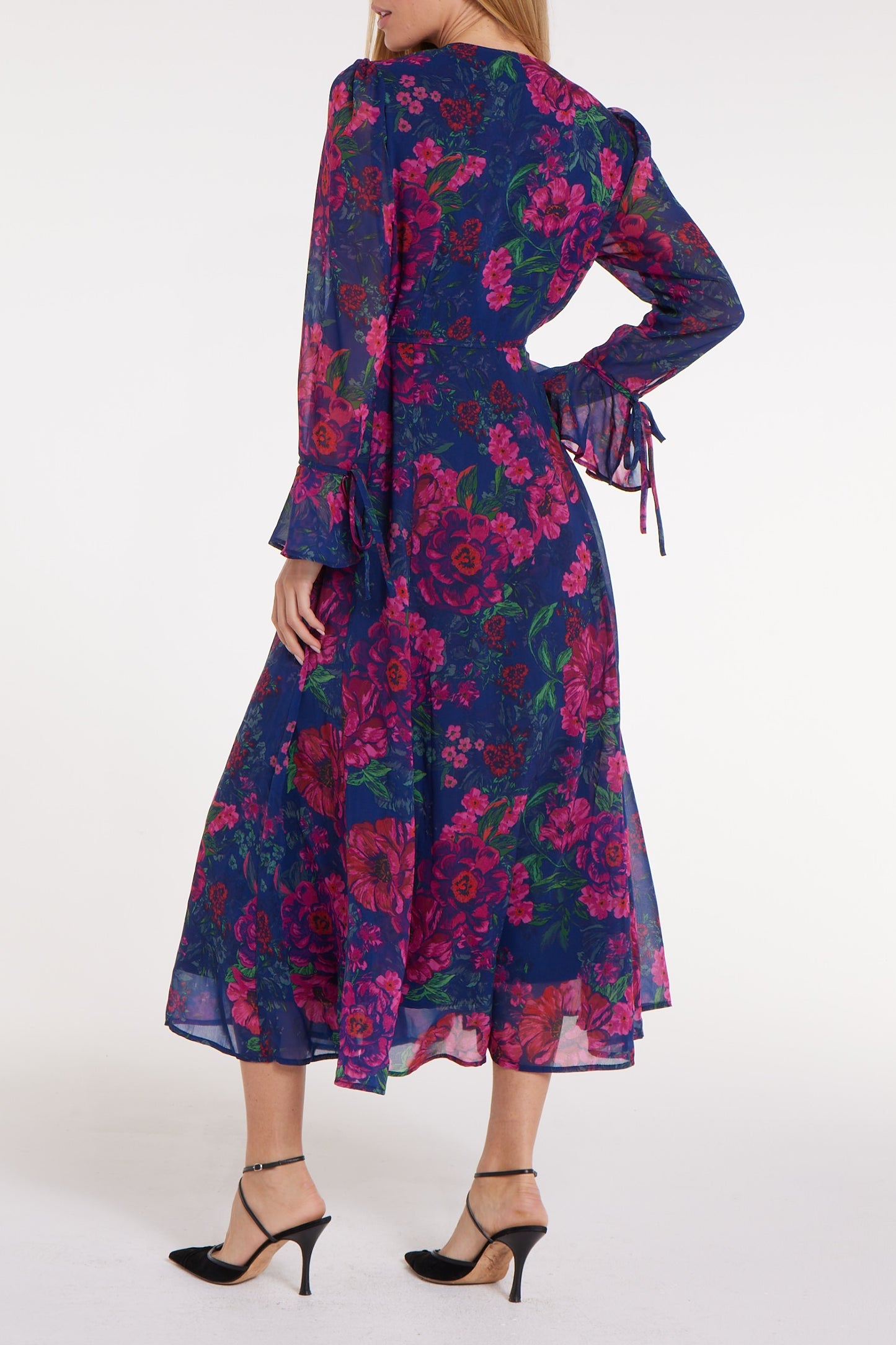 Favorite Cristina Button Front Maxi Dress in Floral Chiffon by Hermoza