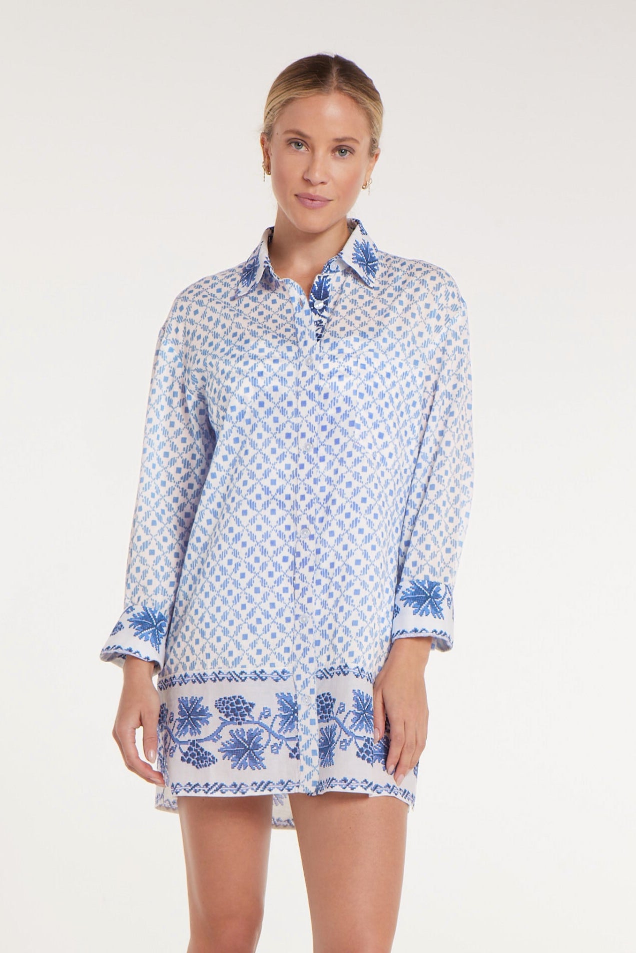 Best Seller Marie Shirt Dress in Santorini Dots by Hermoza
