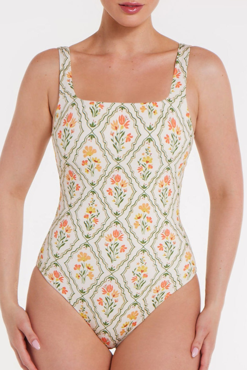 Back in Janece Seamless Square Neck One-piece Swimsuit by Hermoza