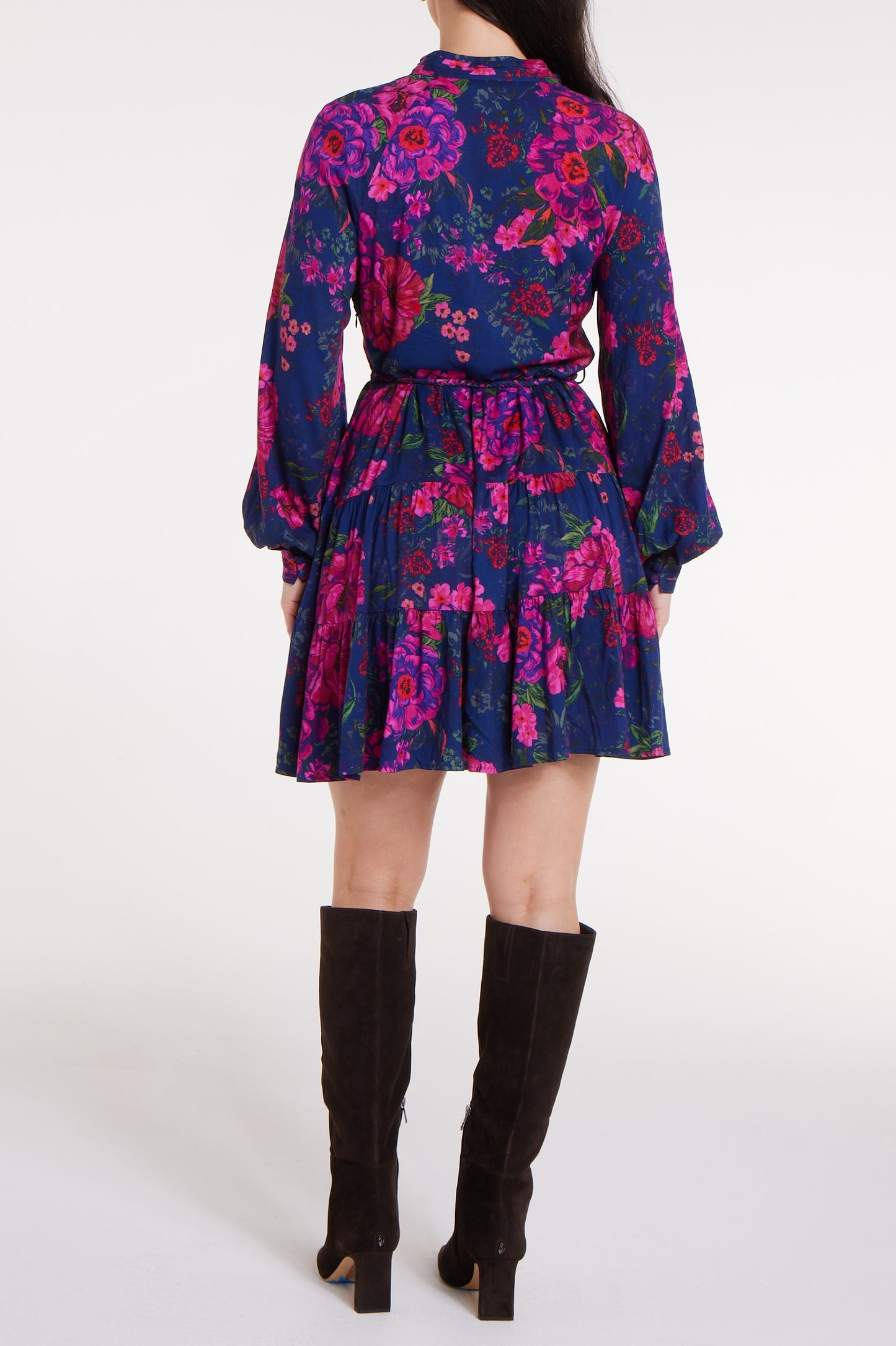Favorite Louisa Belted Tunic Mini Dress in Floral by Hermoza