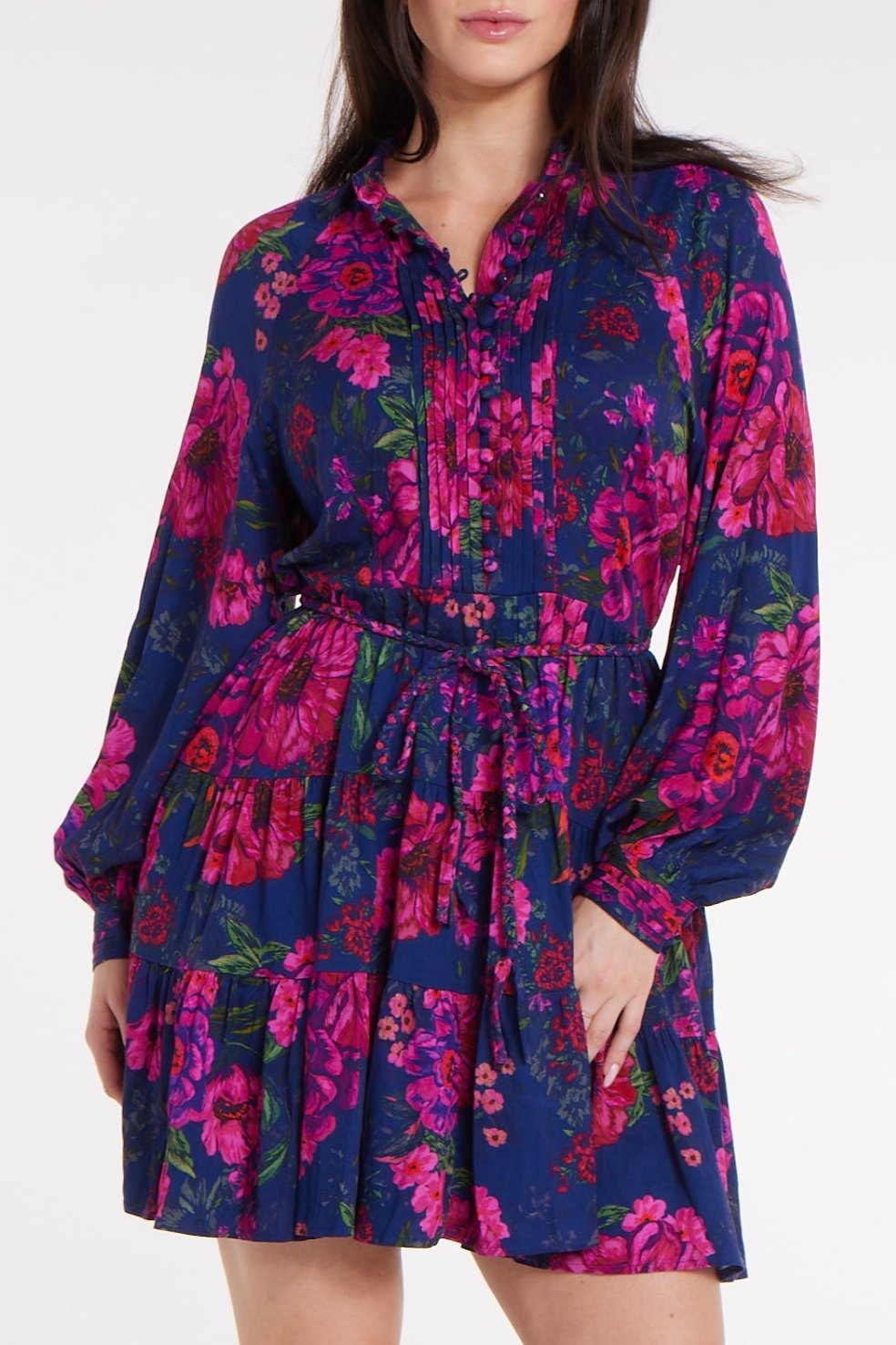 Favorite Louisa Belted Tunic Mini Dress in Floral by Hermoza