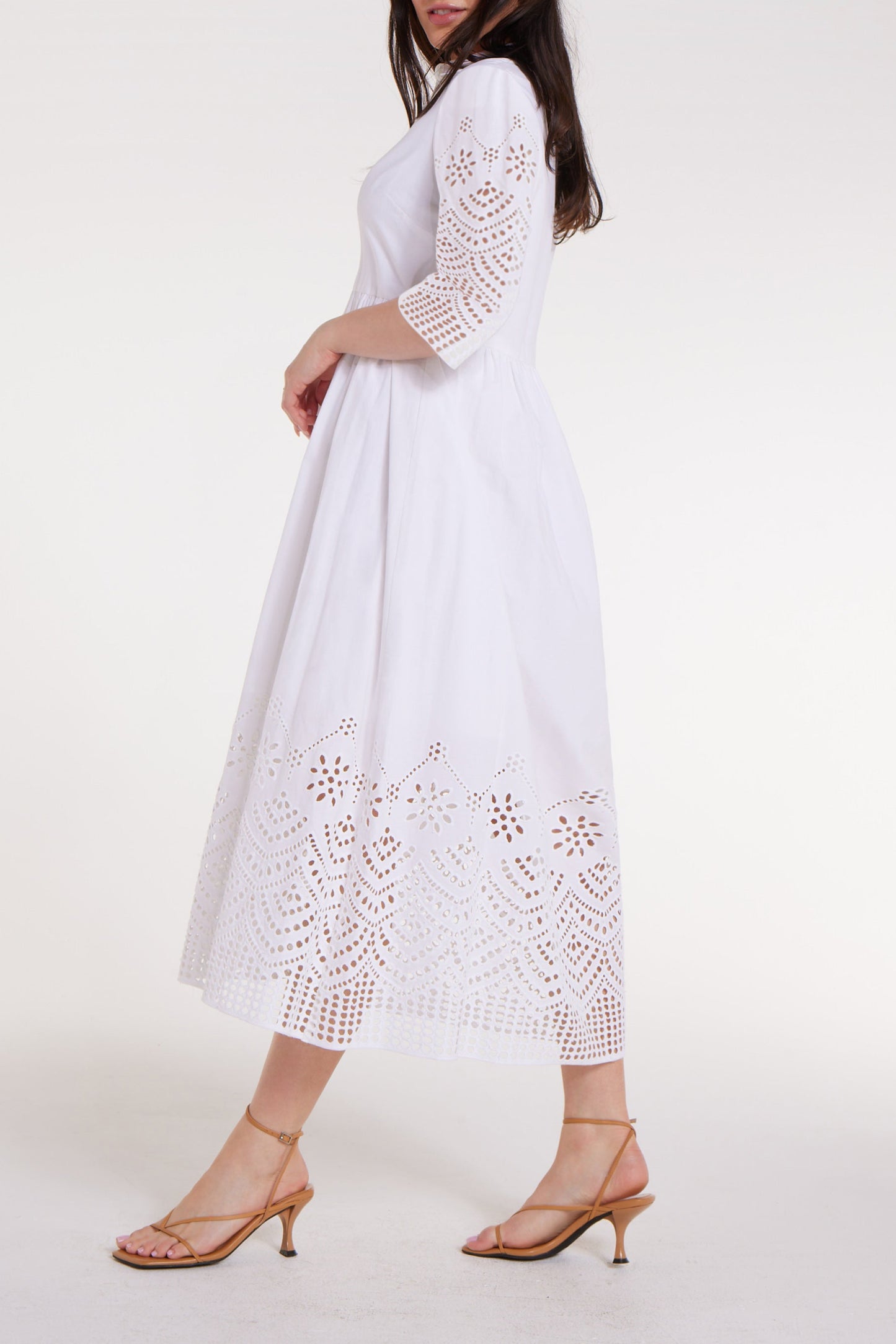 Back in Francesca Dress in White Eyelet by Hermoza