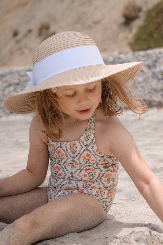 Little Genevieve One Piece Swimsuit in Floral Tile