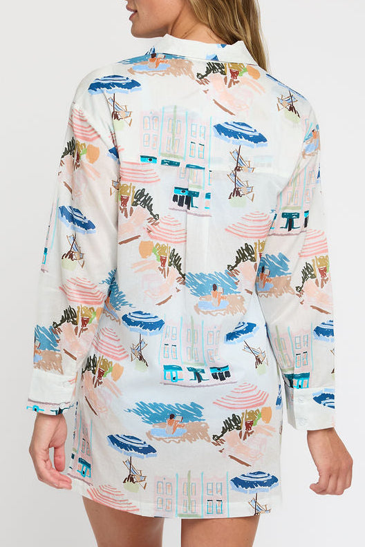 Marie Shirt Dress Cover-up in Coast to Coast