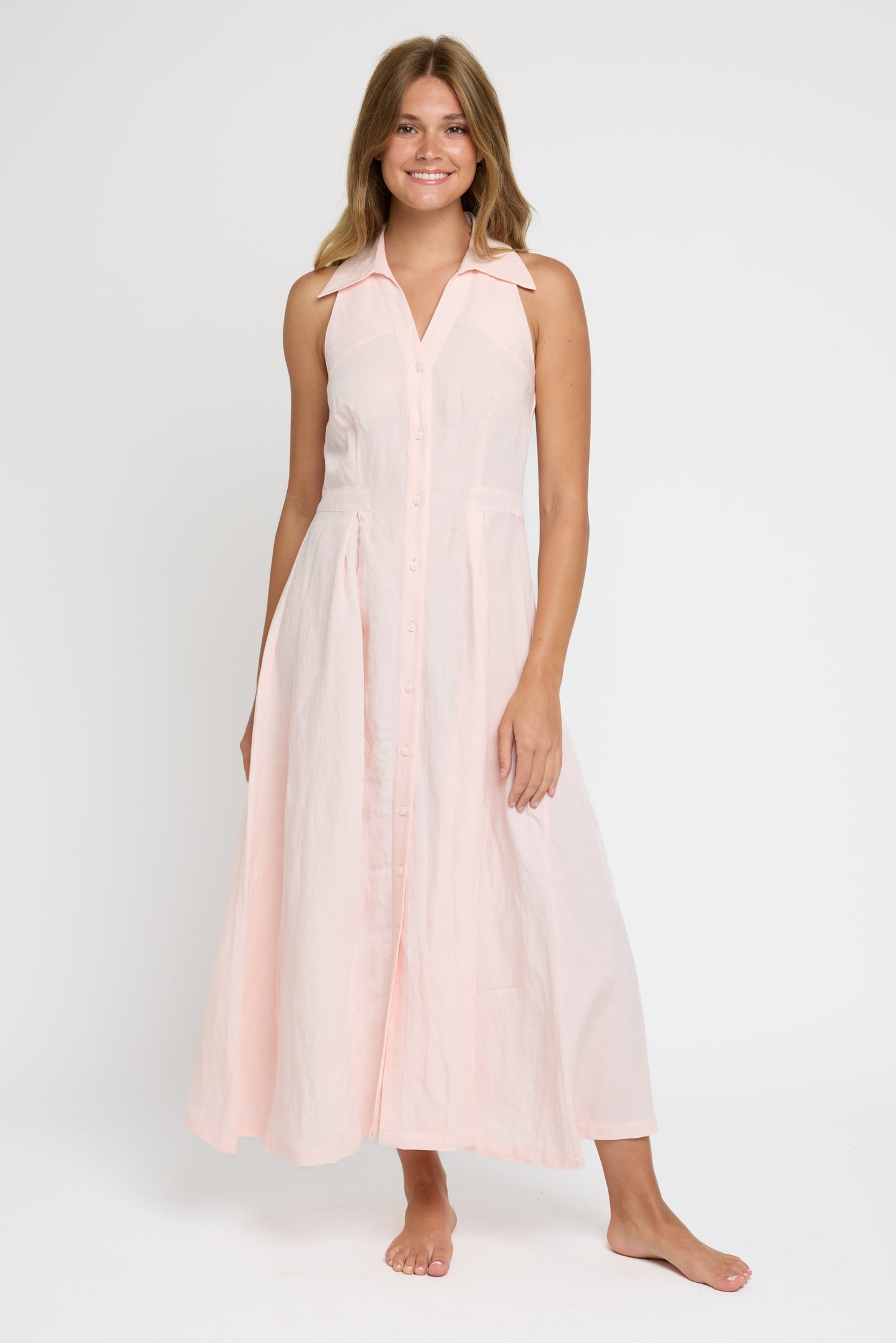 Stacia Halter Midi Dress in Chintz Rose