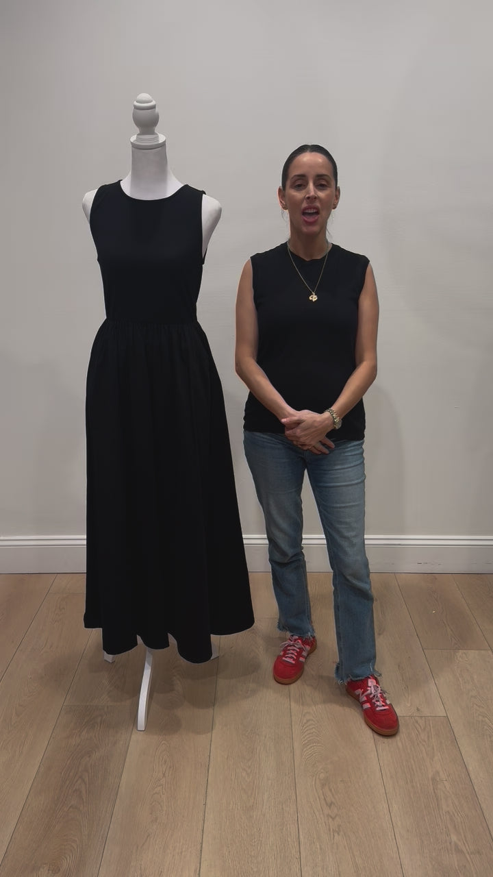 New in Penelope Sleeveless Maxi Dress in Black Beauty by Hermoza