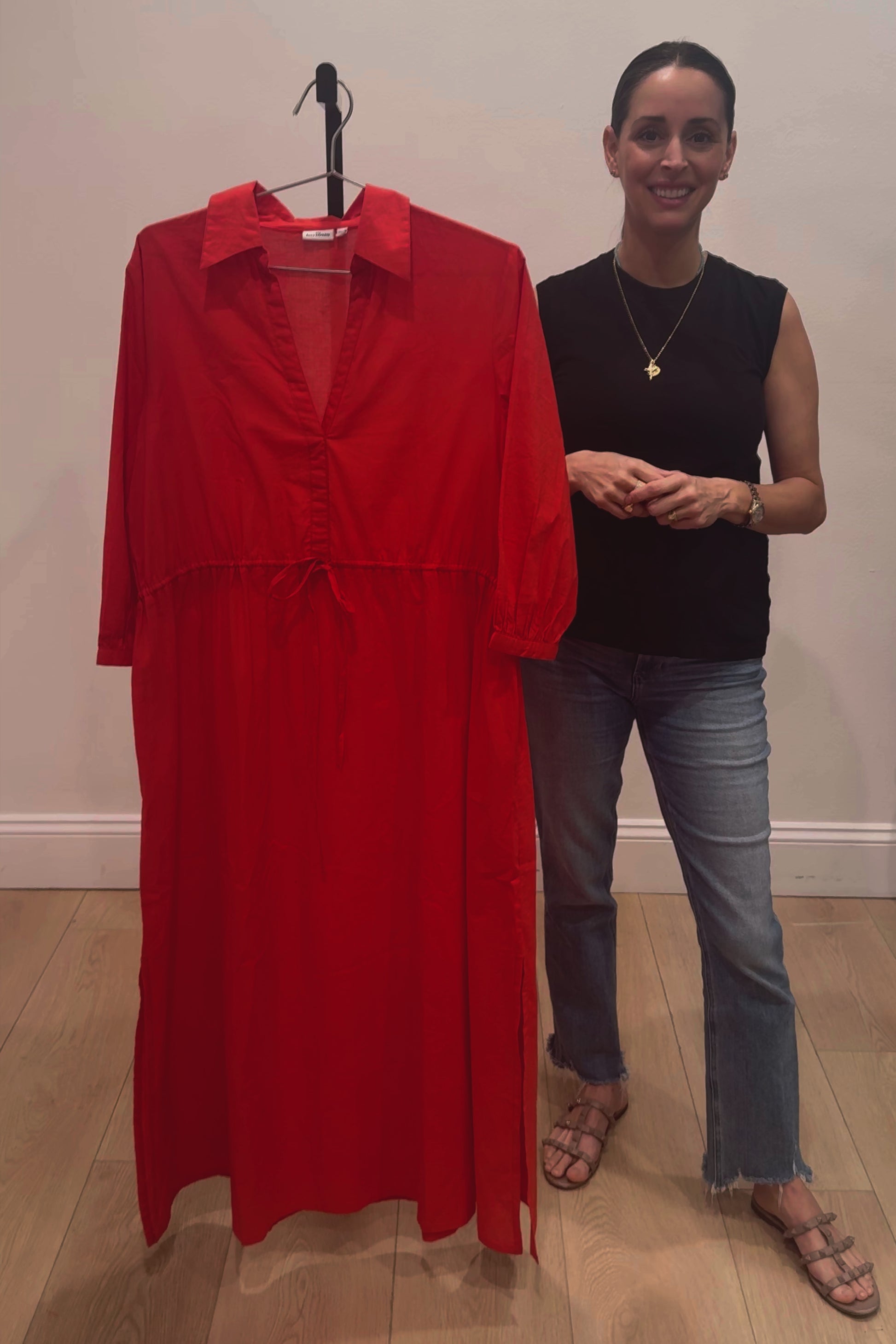 New Product Natalia Cinched Tie Cover Up in Red Orange by Hermoza