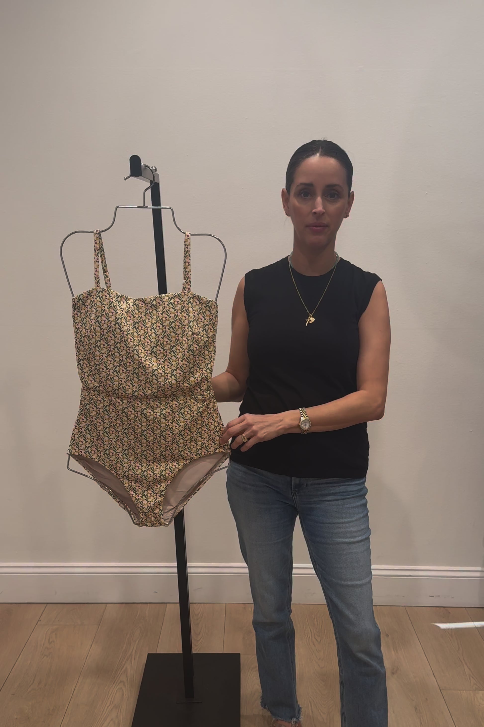 New Product Maddy Scoop Neck One-Piece Swimsuit in Ditsy Floral by Hermoza