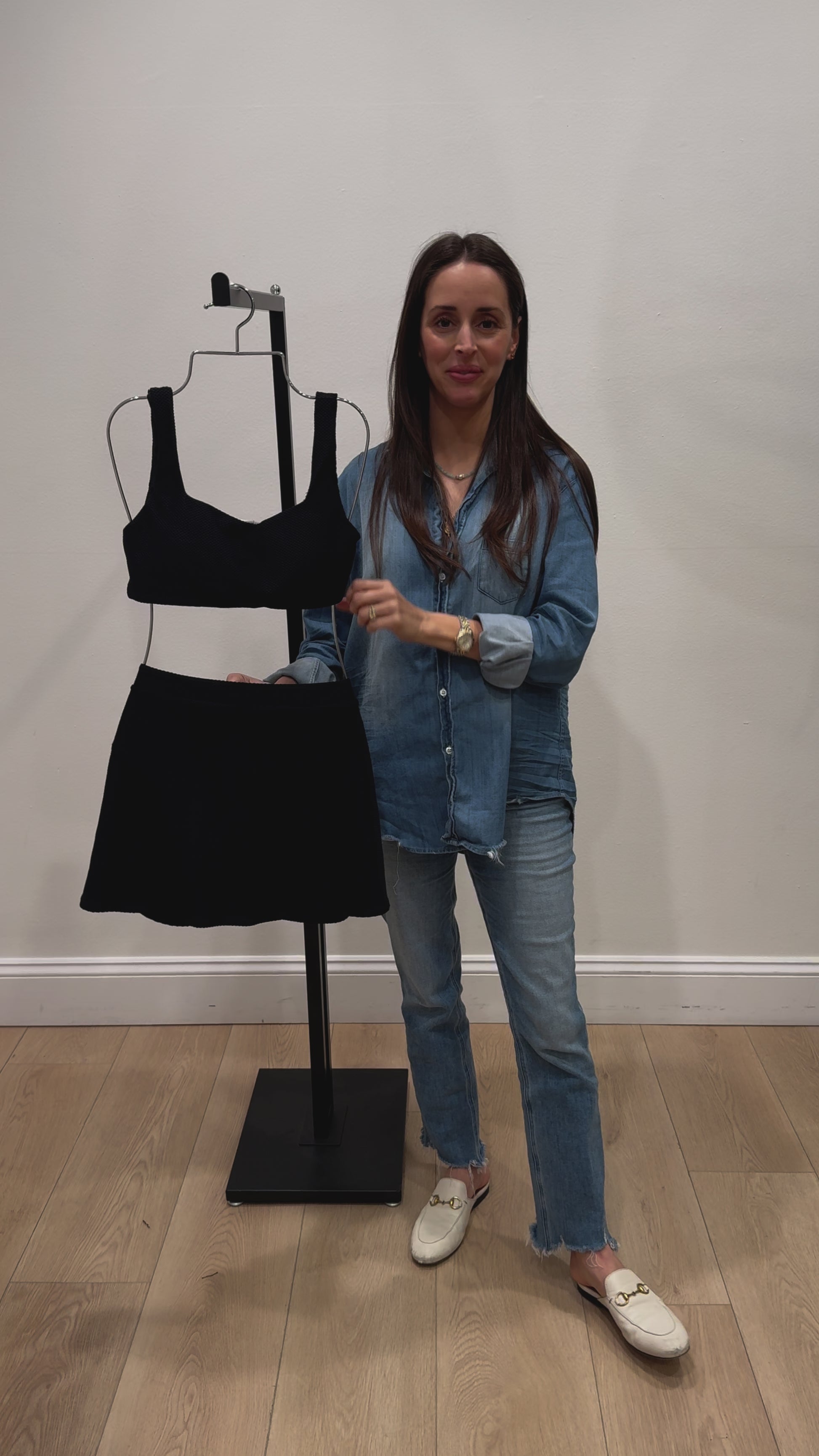 New Product Maggie Square Neck Two-piece Top in Black by Hermoza