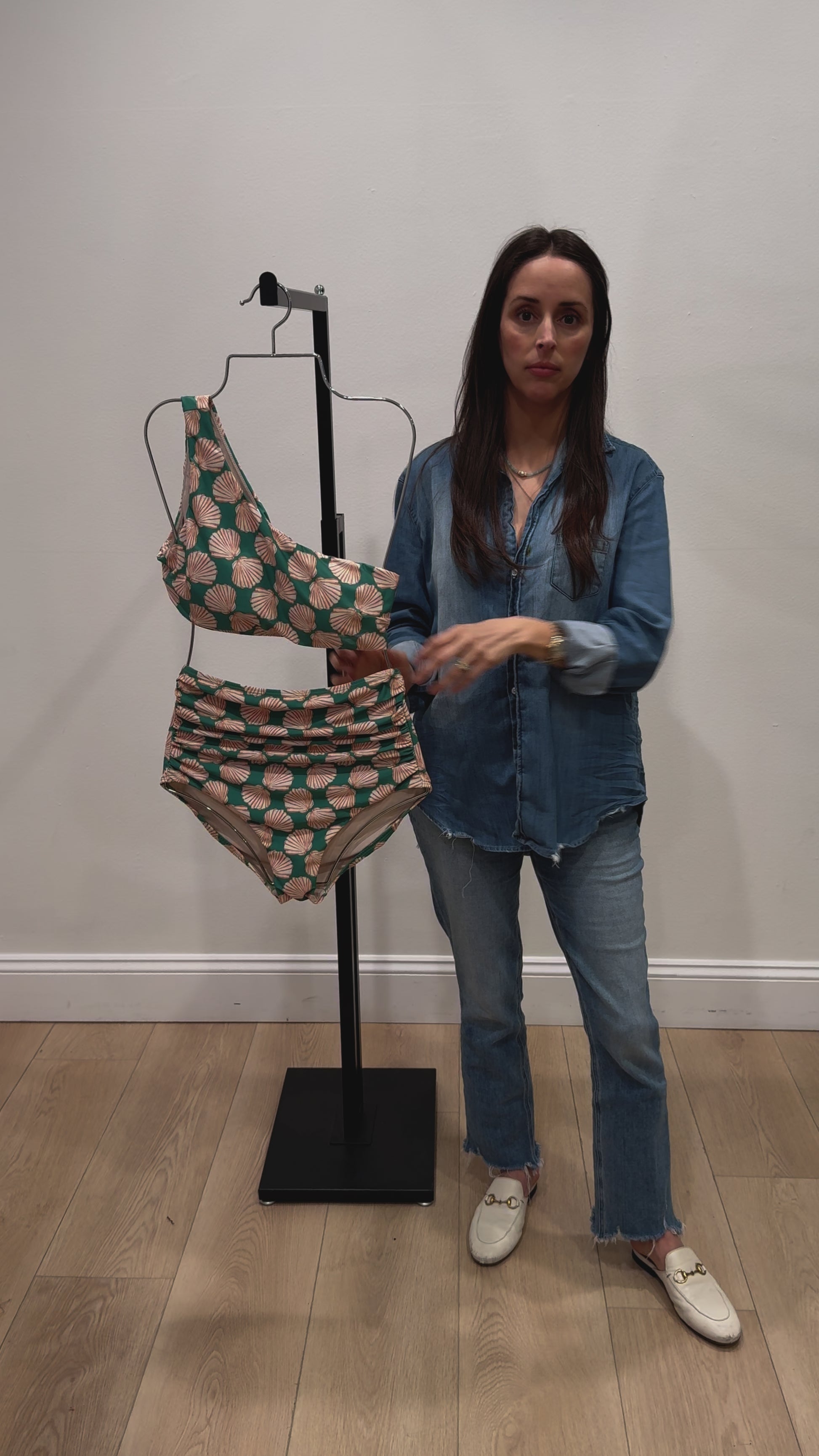 New in Catalina One-shoulder Bikini Top in Green by Hermoza